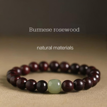 Natural Leaflet Rosewood Bracelet Couple Bracelet Women's Ebony Sandalwood Hand Jewelry Hetian Jade Top Bead