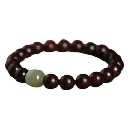 Natural Leaflet Rosewood Bracelet Couple Bracelet Women's Ebony Sandalwood Hand Jewelry Hetian Jade Top Bead