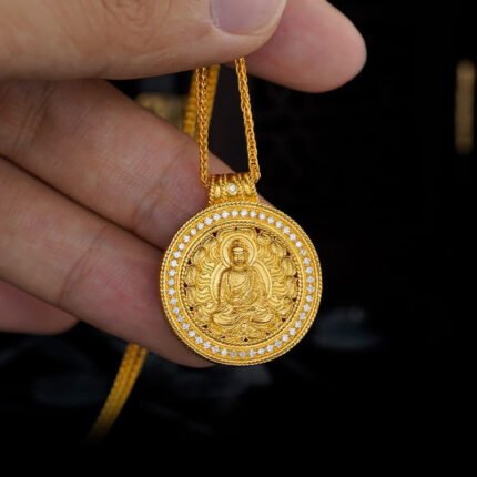 金店同款古法沙金999点钻黄财神点钻黄财神实心复古中国风送女友