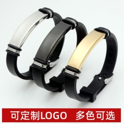 New fashion creative couple men's and women's lettering titanium steel bracelet men's punk stainless steel silicone bracelet wholesale