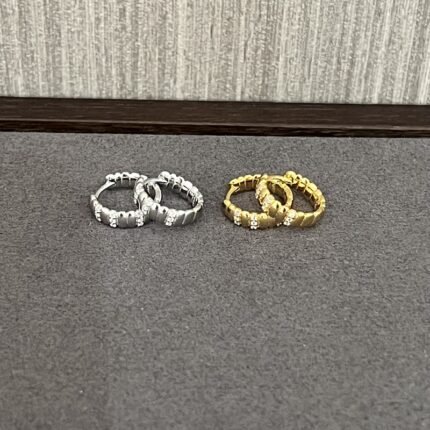 自由搭配925纯银带钻蛇骨小耳扣百搭素圈耳环简约设计耳圈银耳饰