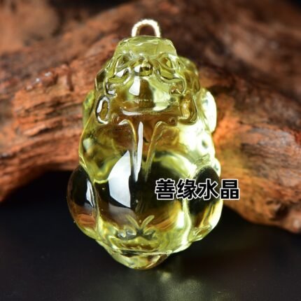 天然黄水晶貔恘雕刻把玩件男士女士吊坠