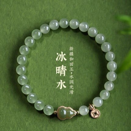 天然和田玉手串冰晴水玉髓转运女生手链轻奢高级感情人节礼物手饰